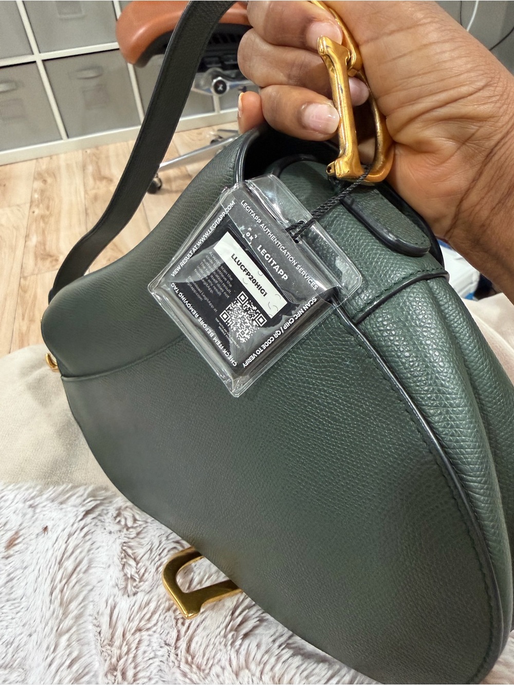 Dior Forest Green Saddle Crossbody with Gold 'D' Charm - Picture 3 of 14